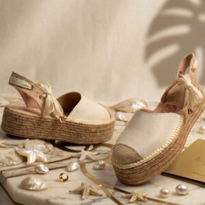 Espadrille Sandalia Capri en Textil Off-White