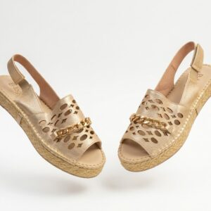 Espadrille Sandalia Aureum en Piel Metalizada